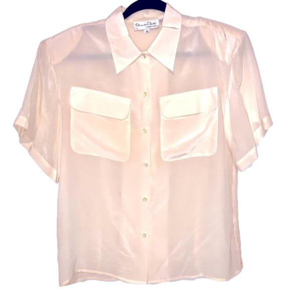 Oscar De La Renta Expressions Silk Blouse 80s Vintage - Picture 1 of 4